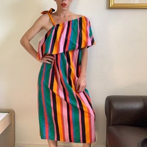 ‼️Who What Wear Cotton Ruffle Stripe Dress Size S